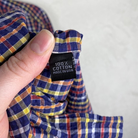 IKE BEHAR Red Yellow Blue Checkered Print Long Sleeve Button Down Shirt Size XL - Picture 5 of 6